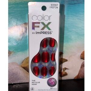 imPRESS Color FX Press-On Nails Hidden Gem Metallic Red Chrome Short 30ct